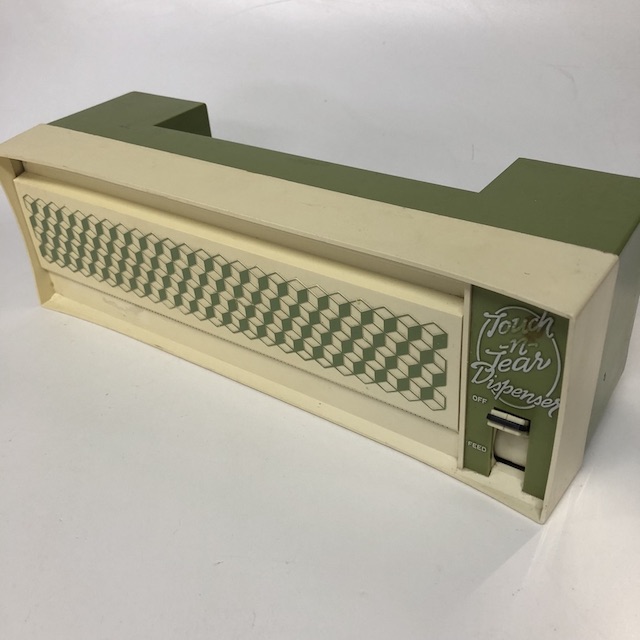 DISPENSER, 1970s Olive Green Cream Touch n Tear